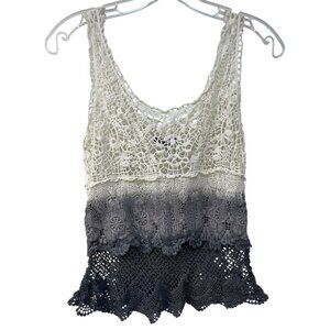 American Eagle Shirt Small Sleeveless Tank Sheer Crochet Pullover Ombre Beach